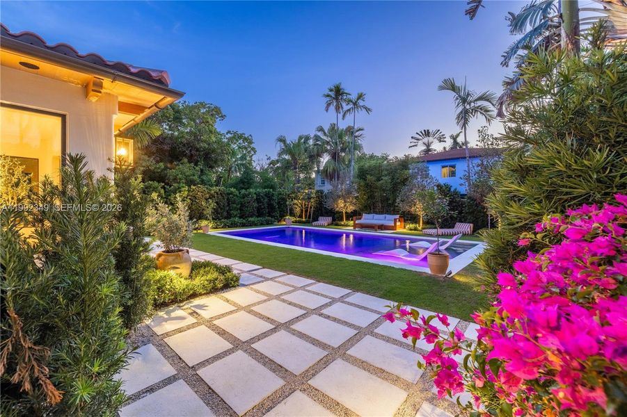 Exterior details and patio area of a home in , Miami Beach (Image 3). Exterior details and patio area of a home in , Miami Beach (Image 3).