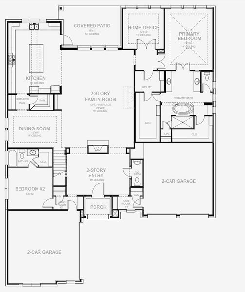 2D floor plan layout for the 4296W by Perry Homes in Sonoma Verde 70', Rockwall, TX (Image 3). 2D floor plan layout for the 4296W by Perry Homes in Sonoma Verde 70', Rockwall, TX (Image 3).