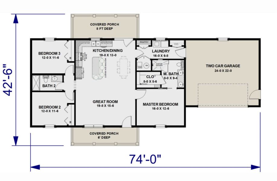 2D floor plan layout for the Maison by Zeal Home Builders in Patti Lynn Hills, Paradise, TX (Image 3).
