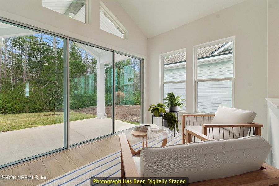 Exterior details and patio area of a home in Reflections 40' Front Load, Ponte Vedra (Image 3).