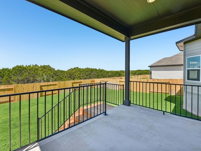 Exterior details and patio area of a home in Butler Farms - Boulevard Collection, Liberty Hill (Image 3). Exterior details and patio area of a home in Butler Farms - Boulevard Collection, Liberty Hill (Image 3).