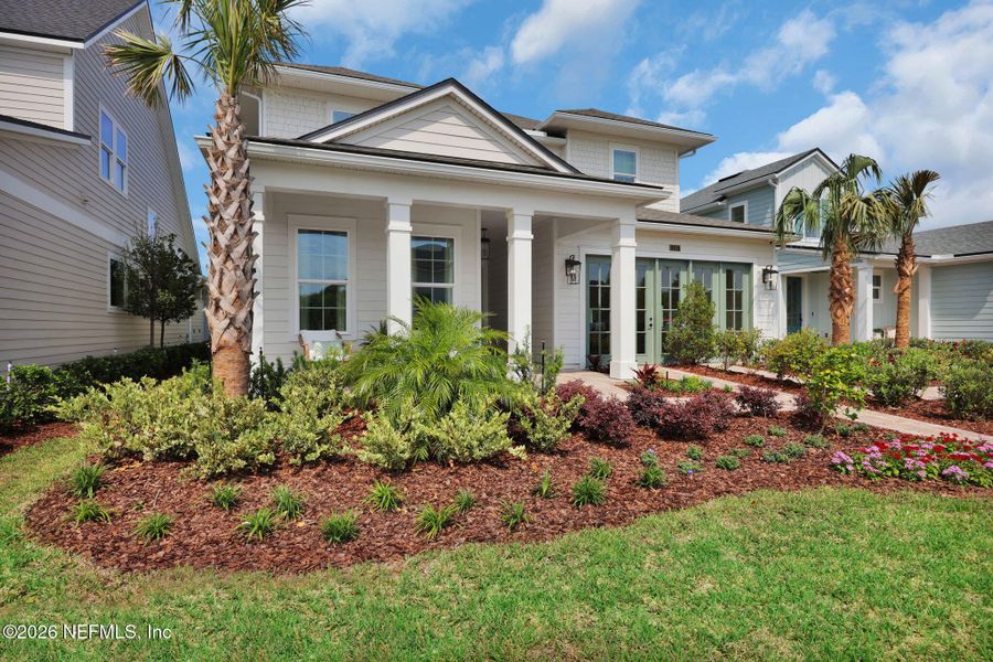 Front exterior of a new home in Mariposa at EverRange 40' Series, Jacksonville, FL, highlighting curb appeal (Image 23).