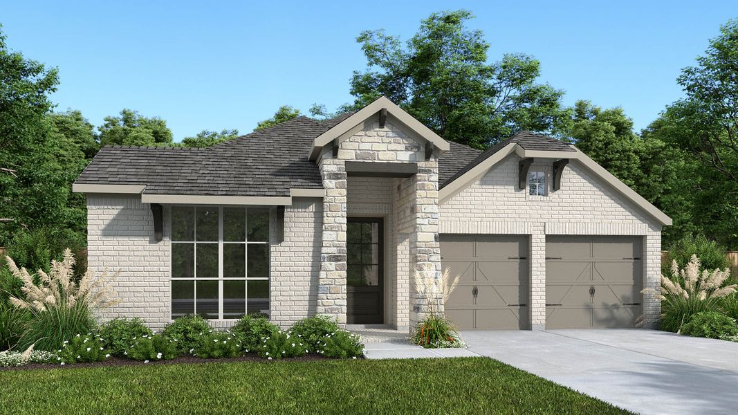 Representative exterior photo of a completed home built from the 2251W by Perry Homes in Flora 50', Hutto, TX (Image 7). Representative exterior photo of a completed home built from the 2251W by Perry Homes in Flora 50', Hutto, TX (Image 7).