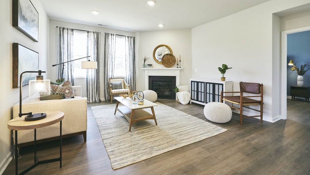 Furnished interior view inside a new home in The Villas at Kinsley, Jamestown (Image 6). Furnished interior view inside a new home in The Villas at Kinsley, Jamestown (Image 6).