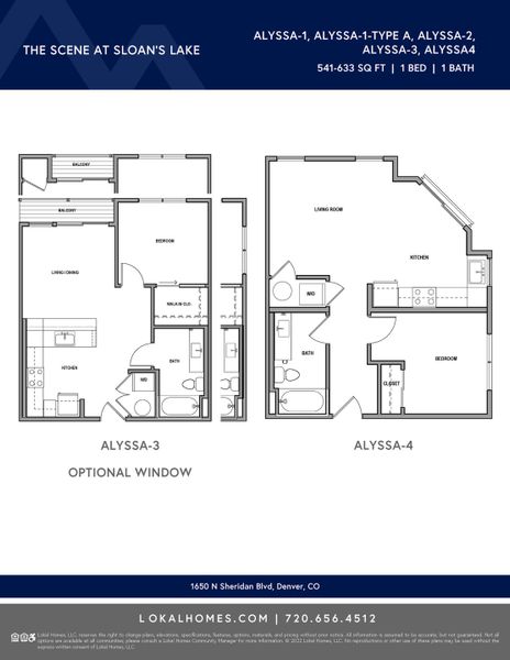 2D floor plan layout for the Alyssa by Lokal Homes in The Scene at Sloan's Lake, Denver, CO (Image 4).