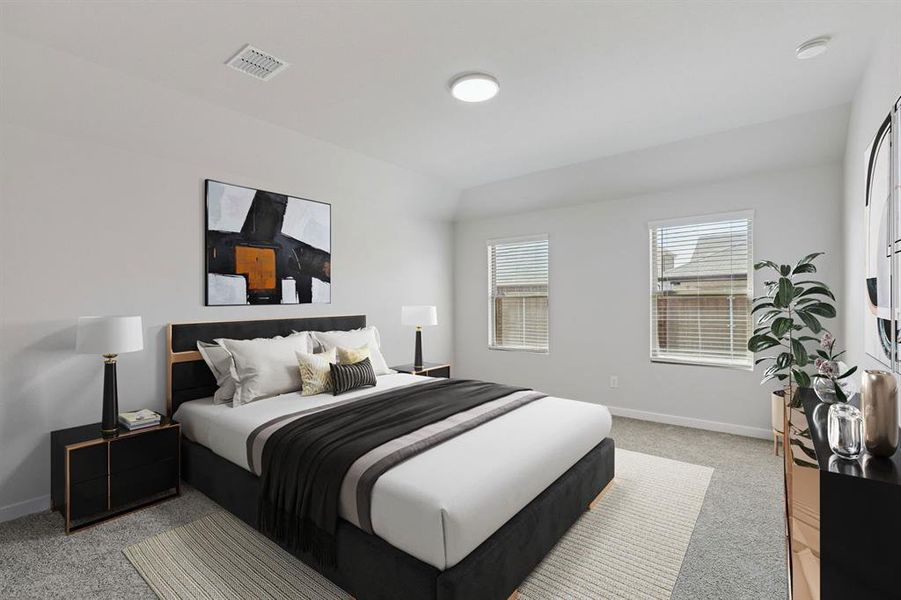 Primary Suite in the Harrison home plan by Trophy Signature Homes – REPRESENTATIVE PHOTO