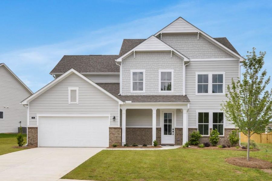 Front exterior of a new home in Maddox Landing, Hoschton, GA, highlighting curb appeal (Image 23).