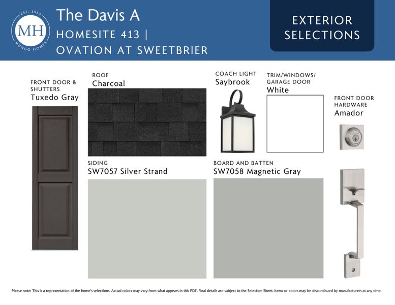 Sample of building materials used in homes in Ovation at Sweetbrier, Durham (Image 3).
