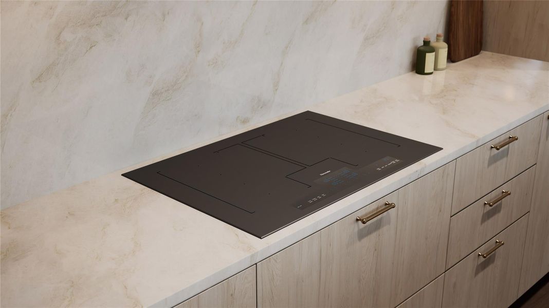 Thermador Induction Cooktop and quartzite countertop. Tranquil Palette Thermador Induction Cooktop and quartzite countertop. Tranquil Palette