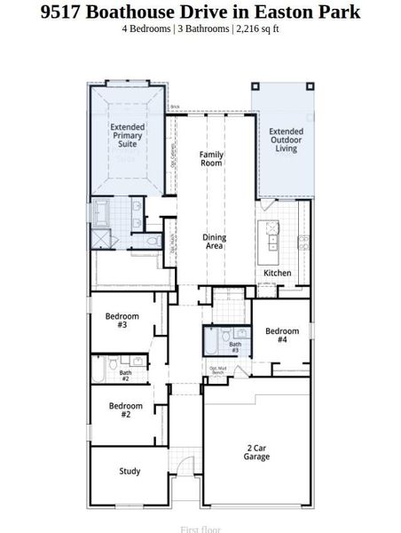 2D floor plan layout of this home in Easton Park, Austin, TX (Image 3).