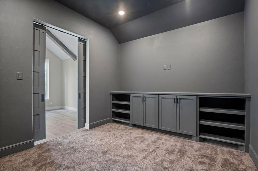 Private Media room with built-ins ready for movie night