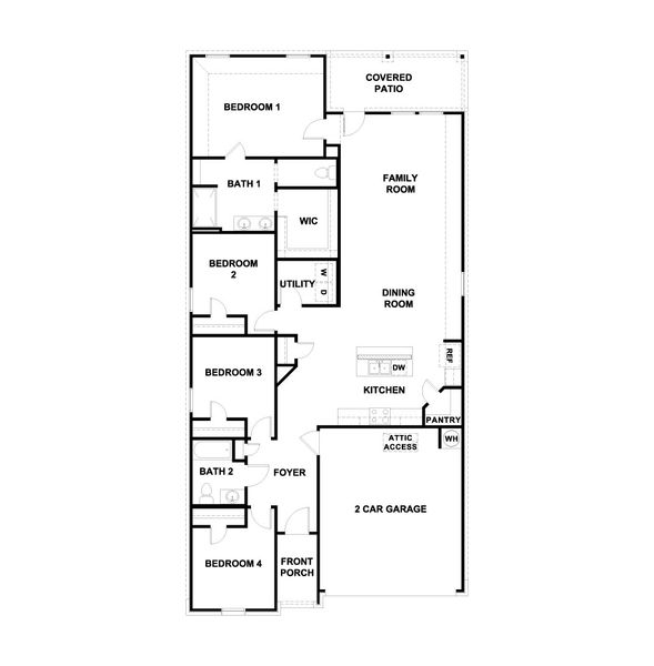 2D floor plan layout of this home in Prairie Lakes, Buda, TX (Image 3).