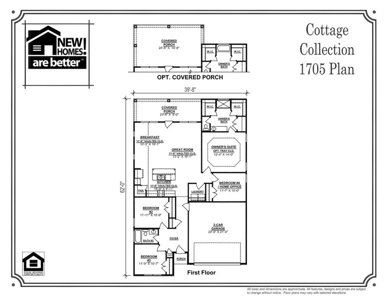 1705 Floor Plan - Home included Opt. Covered Porch