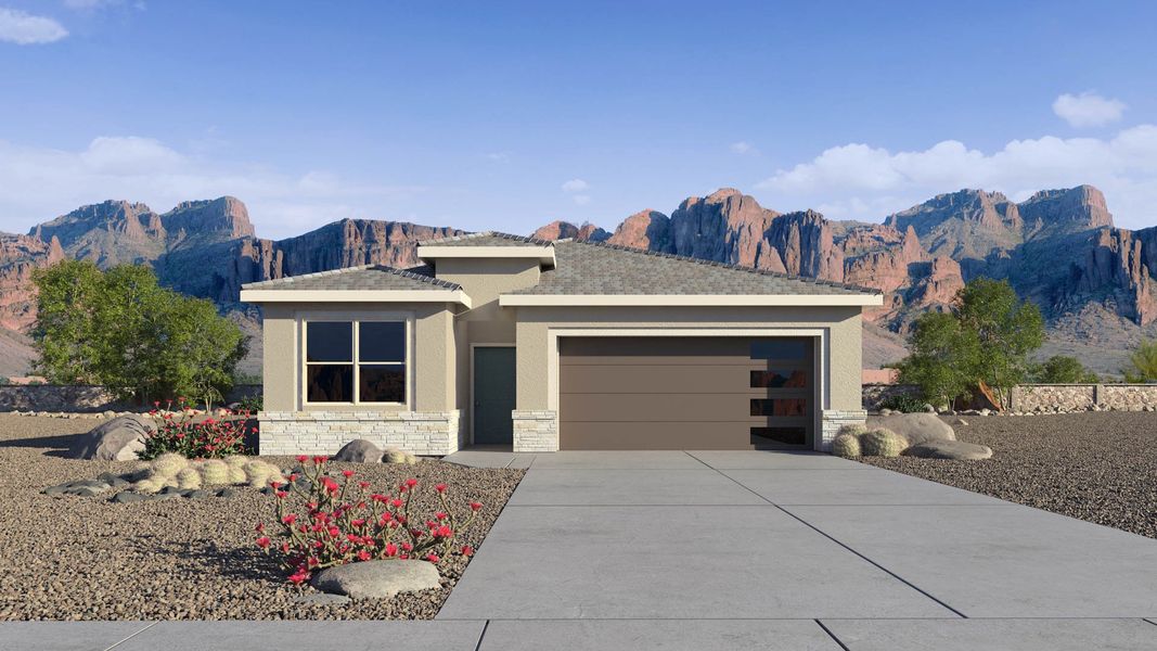 Representative exterior photo of a completed home built from the Palo Verde by D.R. Horton in Rio Rancho Estates, Surprise, AZ (Image 14).