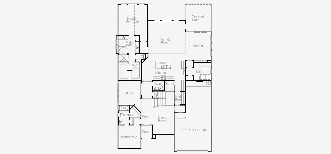 2D floor plan layout for the Dayton by Coventry Homes in Chaparral Park, Oak Point, TX (Image 4).