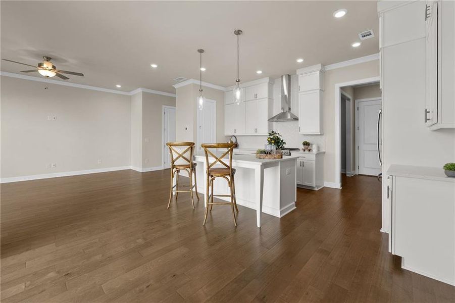 Furnished interior view inside a new home in Palisades Single Family, Cumming (Image 6). Furnished interior view inside a new home in Palisades Single Family, Cumming (Image 6).