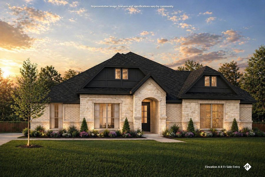 Front exterior of a new home in Hayes Crossing, Midlothian, TX, highlighting curb appeal (Image 20).