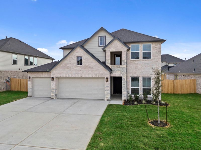 Front exterior of a new home in Briarwood Crossing, Rosenberg, TX, highlighting curb appeal (Image 23).