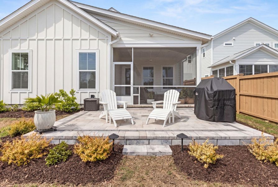 Exterior details and patio area of a home in Midtown at Nexton, Summerville (Image 24).