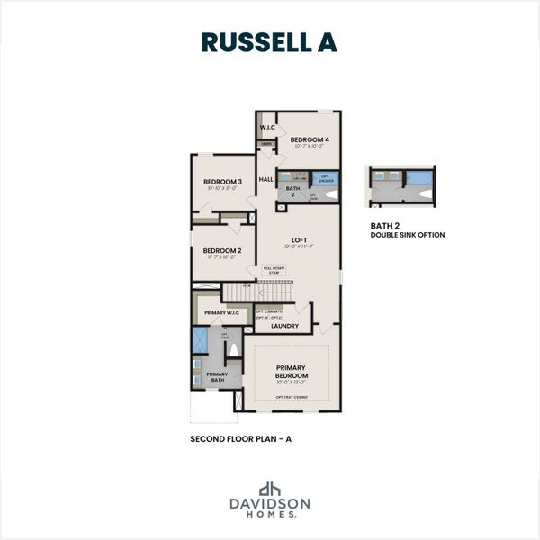 2D floor plan layout for the The Russell B by Davidson Homes LLC in Greene Farms, Cartersville, GA (Image 3). 2D floor plan layout for the The Russell B by Davidson Homes LLC in Greene Farms, Cartersville, GA (Image 3).