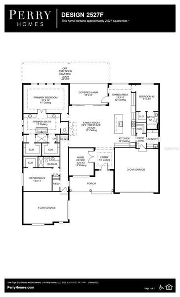 2D floor plan layout of this home in Southern Hills 65', Brooksville, FL (Image 3).