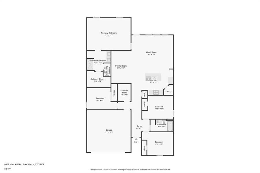 2D floor plan layout of this home in Highlands at Chapel Creek, Fort Worth, TX (Image 4).