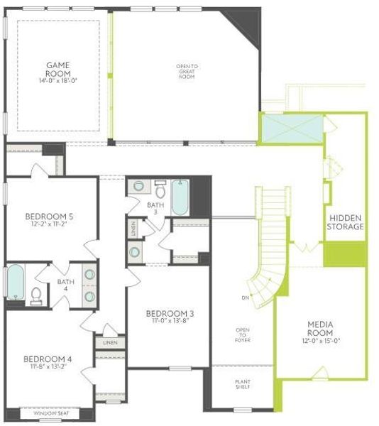 2D floor plan layout of this home in Pecan Ridge, Fulshear, TX (Image 3).