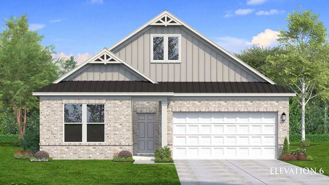 Representative exterior photo of a completed home built from the Chelsea by DRB Homes in Sidney Creek Single Family, Zebulon, NC (Image 19).