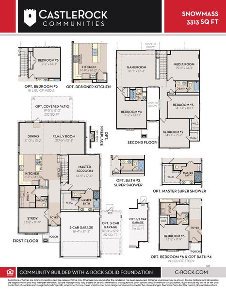 2D floor plan layout for the Snowmass by CastleRock Communities in Dorris Farm, White House, TN (Image 3).