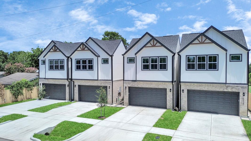 Front exterior of a new home in , Houston, TX, highlighting curb appeal (Image 1). Front exterior of a new home in , Houston, TX, highlighting curb appeal (Image 1).