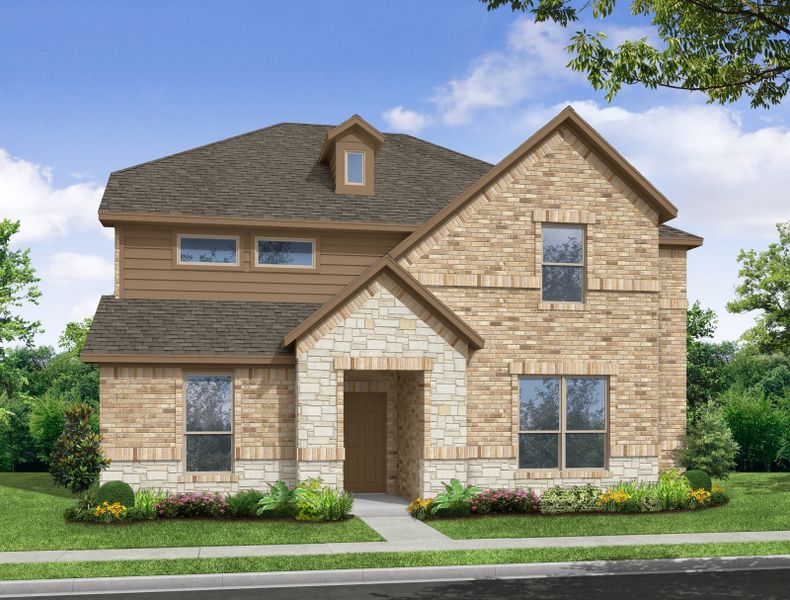 Representative exterior photo of a completed home built from the Oliver by Impression Homes in Redden Farms, Midlothian, TX (Image 2). Representative exterior photo of a completed home built from the Oliver by Impression Homes in Redden Farms, Midlothian, TX (Image 2).