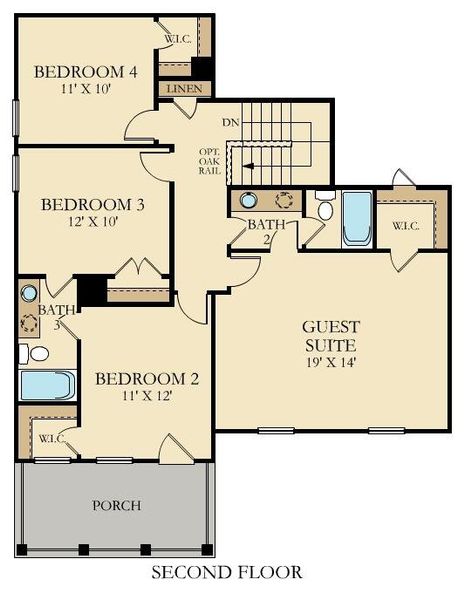 2D floor plan layout of this home in Heron's Walk at Summers Corner: Carolina Collection, Summerville, SC (Image 5). 2D floor plan layout of this home in Heron's Walk at Summers Corner: Carolina Collection, Summerville, SC (Image 5).