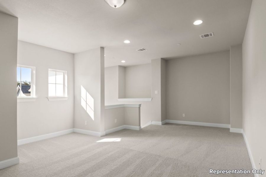 Representative unfurnished interior of a home built from the Cross Creek 2311 by Brohn Homes in Cross Creek, Cedar Park (Image 8).