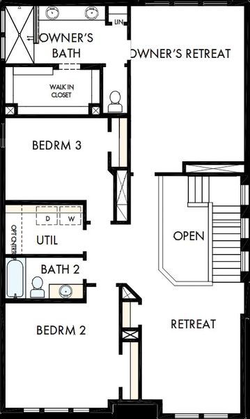 2D floor plan layout of this home in The Grand Prairie 40’, Hockley, TX (Image 3).