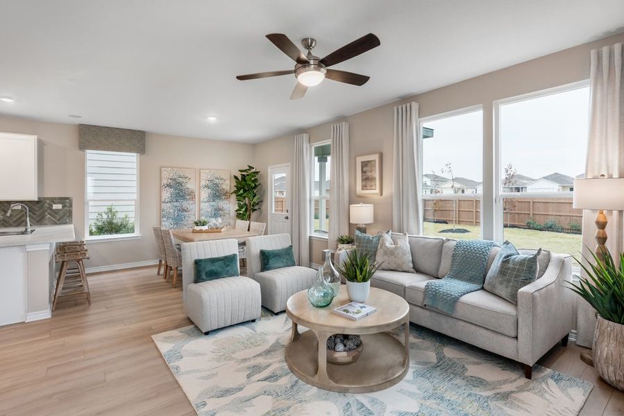 Representative furnished interior of a home built from the 1529 by KB Home in Medina Crossing - Villa Collection, Von Ormy (Image 4).