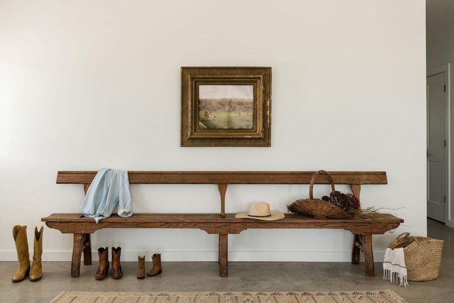 Detailed view of concrete floors and baseboards