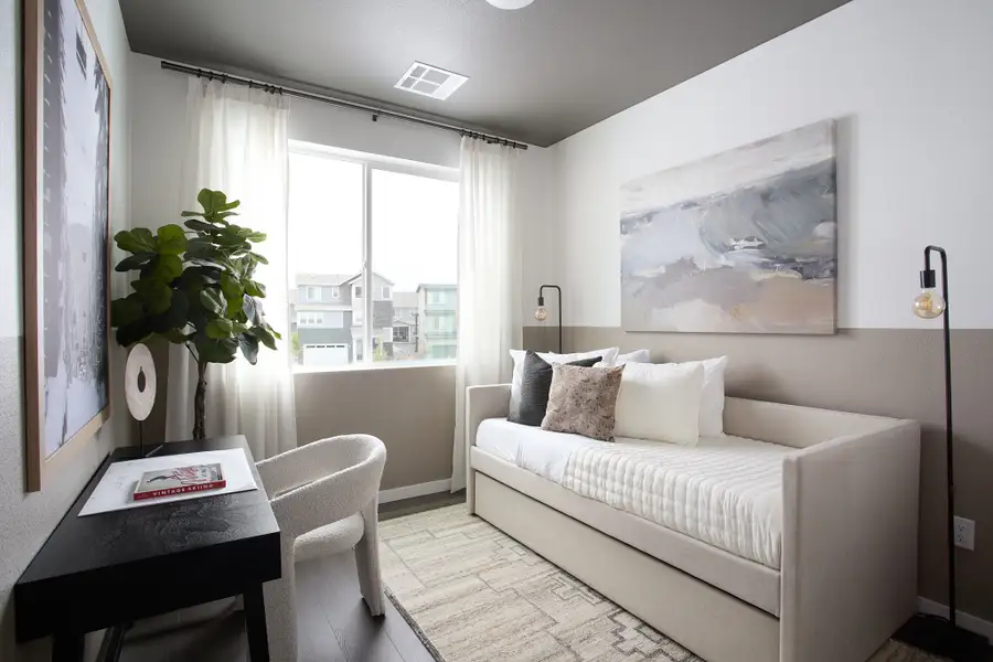 Furnished interior view inside a new home in Lyric at RidgeGate Condos, Lone Tree (Image 12).