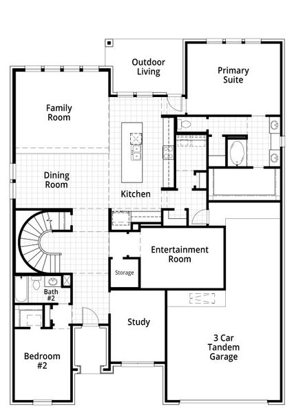 2D floor plan layout for the Leyland by Highland Homes in Monterra, Rockwall, TX (Image 30).