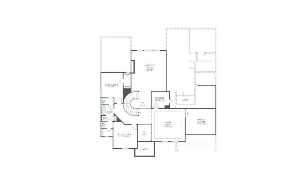 2D floor plan layout for the Bogata by Tri Pointe Homes in Harvest Green, Richmond, TX (Image 3).