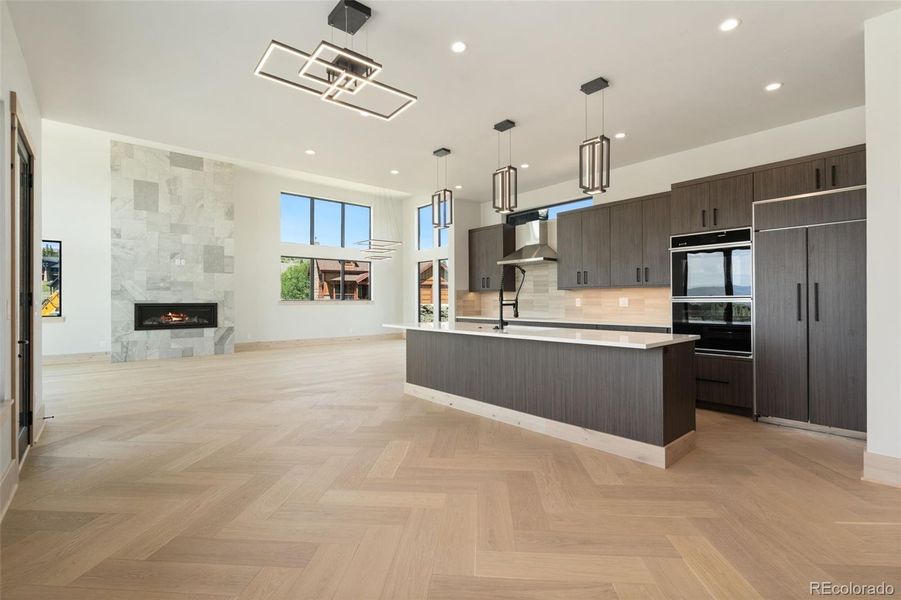 European Style Cabinetry with full integrated 42" french door refrigerator