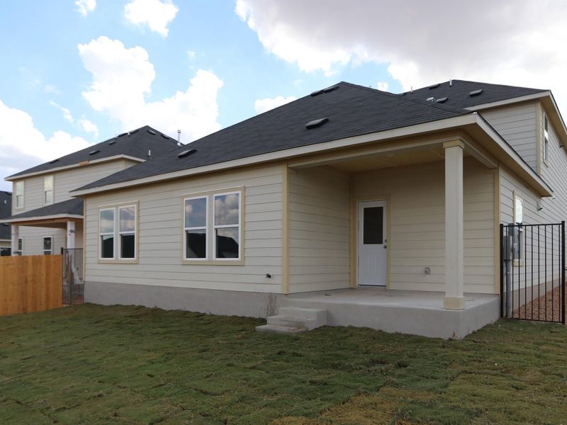 Exterior details and patio area of a home in Cascades at Onion Creek, Austin (Image 3). Exterior details and patio area of a home in Cascades at Onion Creek, Austin (Image 3).