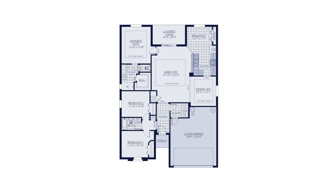 2D floor plan layout for the Juno by William Ryan Homes in Myers Estates, Seffner, FL (Image 32).
