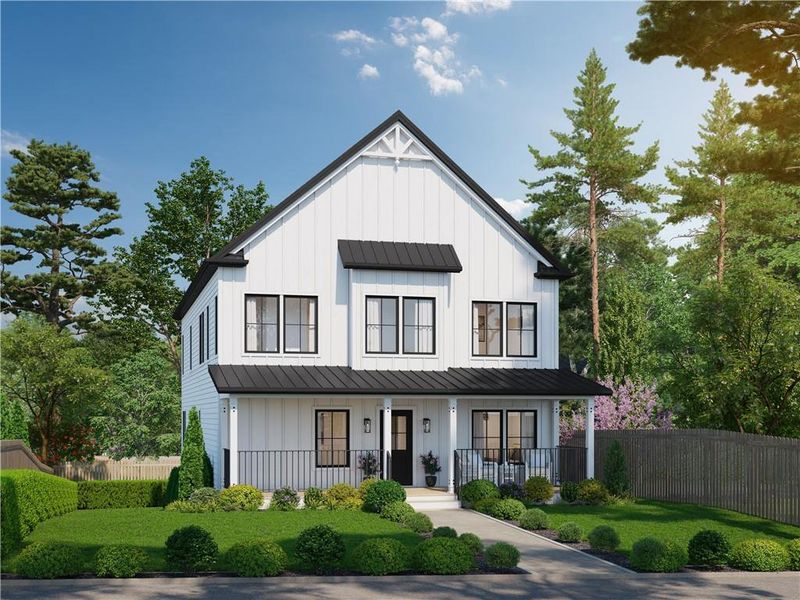 Front exterior of a new home in , Atlanta, GA, highlighting curb appeal (Image 2). Front exterior of a new home in , Atlanta, GA, highlighting curb appeal (Image 2).