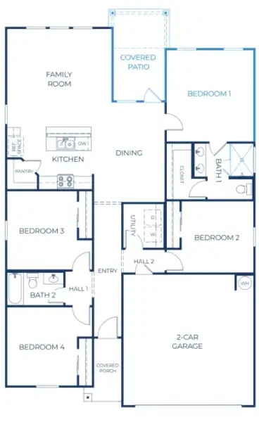 2D floor plan layout of this home in North Point, Temple, TX (Image 3). 2D floor plan layout of this home in North Point, Temple, TX (Image 3).