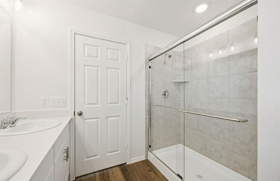 Upgraded secondary bath with elegant finishes Upgraded secondary bath with elegant finishes