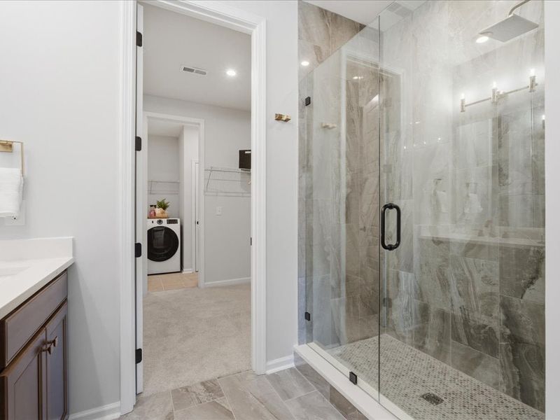 Representative furnished interior of a home built from the Bellamy by Tri Pointe Homes in Bellflower, Charlotte (Image 28).