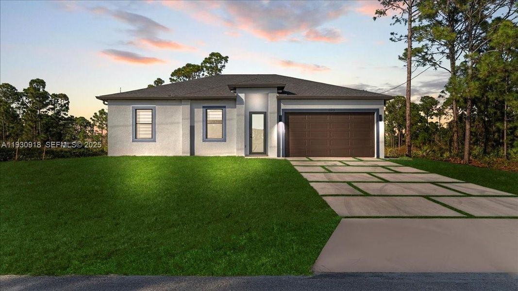Front exterior of a new home in , Lehigh Acres, FL, highlighting curb appeal (Image 24). Front exterior of a new home in , Lehigh Acres, FL, highlighting curb appeal (Image 24).
