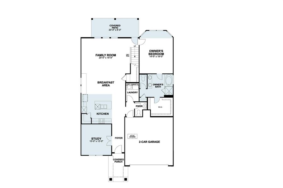 2D floor plan layout of this home in Colony at Cole Springs, Buda, TX (Image 3).