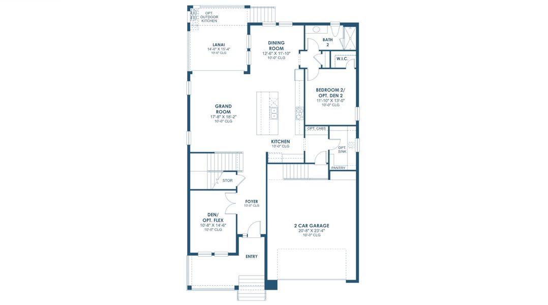 2D floor plan layout for the Avocet B by Homes by WestBay in City Homes - South Tampa, Tampa, FL (Image 3).