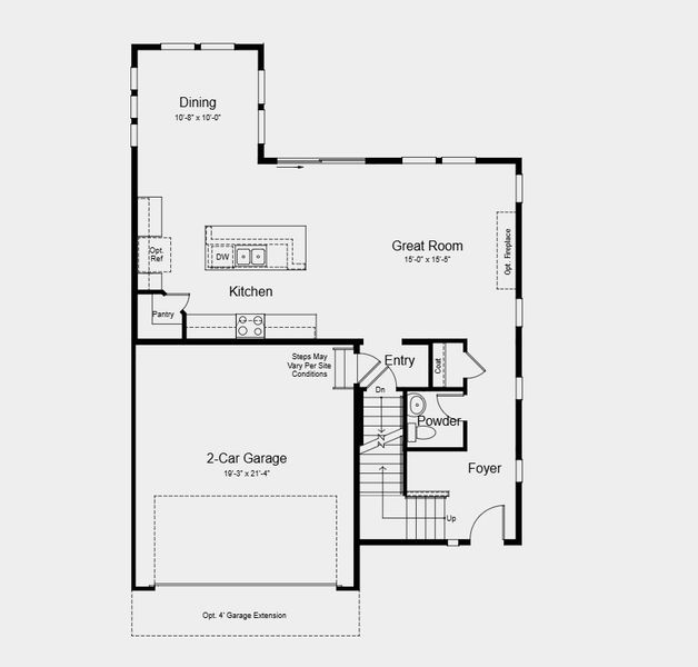 2D floor plan layout for the Eagle II by Taylor Morrison in The Town Collection at Independence, Elizabeth, CO (Image 3).